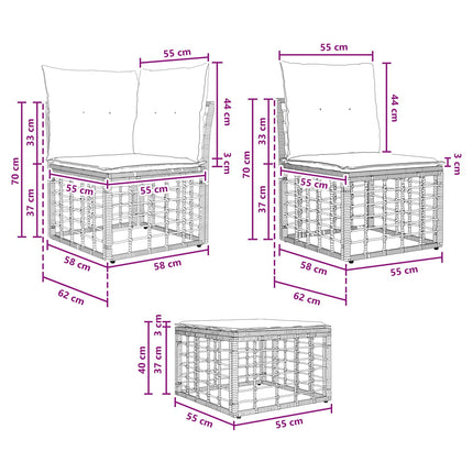 Utomhussoffset med kudde 3 pcs Svart Polyester
