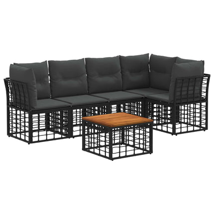 Utomhussoffset 6 pcs Svart och Mörkgrå Polyester
