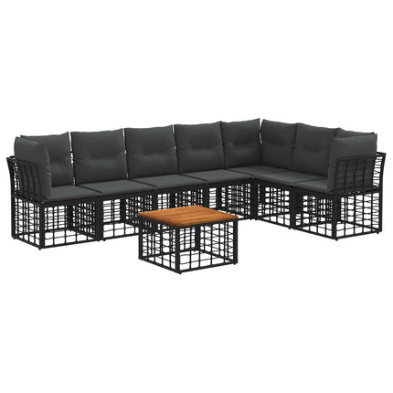 Utomhussoffset 8 pcs Svart och Mörkgrå Polyester