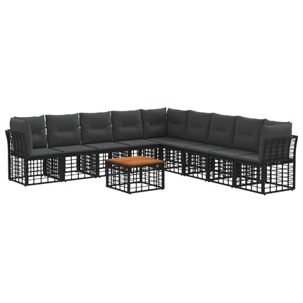 Utomhussoffset 10 pcs Svart och Mörkgrå Polyester
