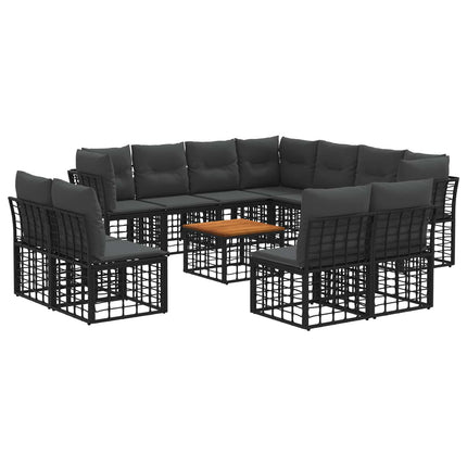 Utomhussoffset 12 pcs Svart och Mörkgrå Polyester