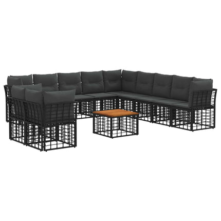 Utomhussoffset 12 pcs Svart och Mörkgrå Polyester