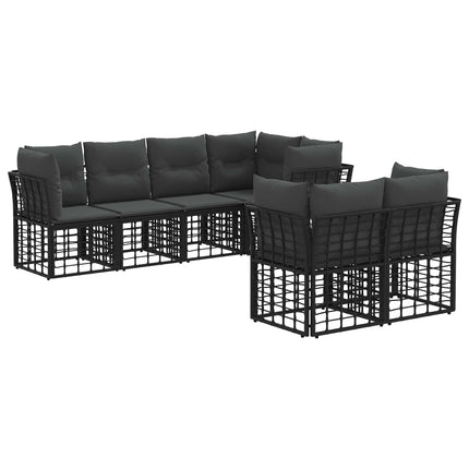 Utomhussoffset med kudde 7 pcs Svart Polyester