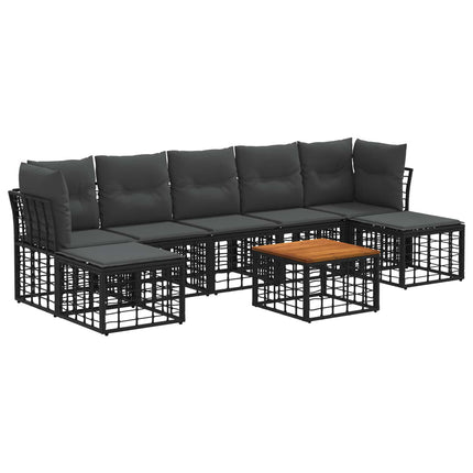 Utomhussoffset 8 pcs Svart och Mörkgrå Polyester