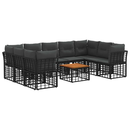 Utomhussoffset 10 pcs Svart och Mörkgrå Polyester