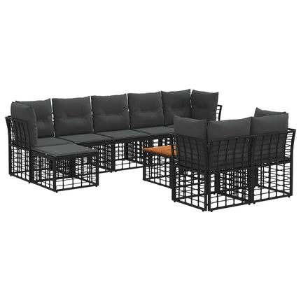 Utomhussoffset 10 pcs Svart och Mörkgrå Polyester