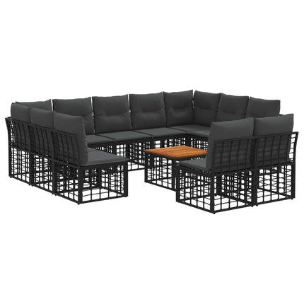 Utomhussoffset 12 pcs Svart och Mörkgrå Polyester