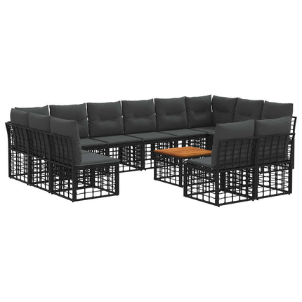 Utomhussoffset 13 pcs Svart och Mörkgrå Polyester