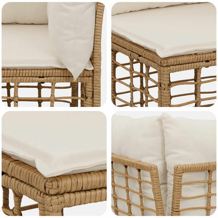 Utomhussoffset Naturlig och Creamvit Polyester