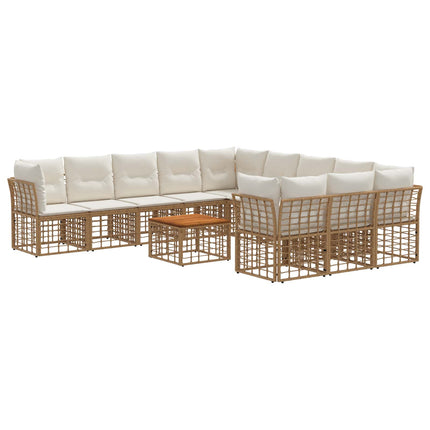 Utomhussoffset 12 pcs Naturlig och Creamvit Polyester