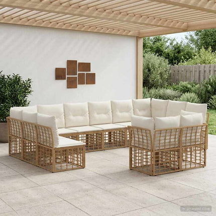 Utomhussoffset 12-sits Naturlig och Creamvit Polyester