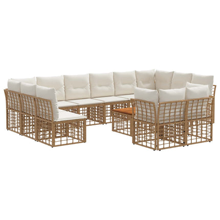 Utomhussoffset 13 pcs Naturlig och Creamvit Polyester