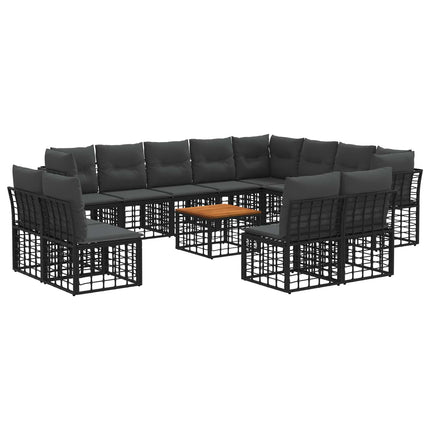 Utomhussoffset 13 pcs Svart och Mörkgrå Polyester