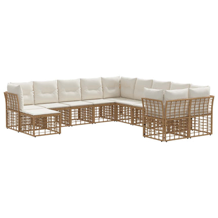 Utomhussoffset 11 pcs Naturlig och Creamvit Polyester