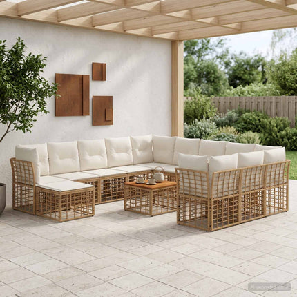 Utomhussoffset 13 st 12-sits Naturlig och Creamvit Polyester