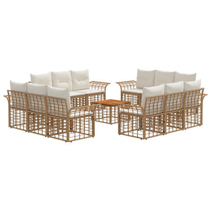Utomhussoffset 13 pcs Naturlig och Creamvit Polyester
