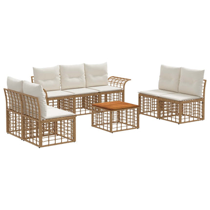 Utomhussoffset 8 pcs Naturlig och Creamvit Polyester
