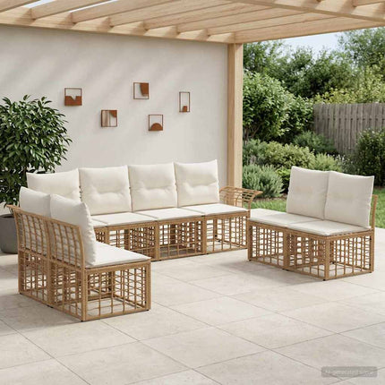 Utomhussoffset 8 pcs Naturlig och Creamvit Polyester