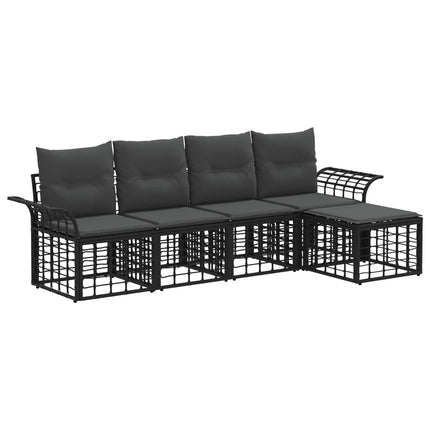 Utomhussoffset 5 pcs Svart och Mörkgrå Polyester