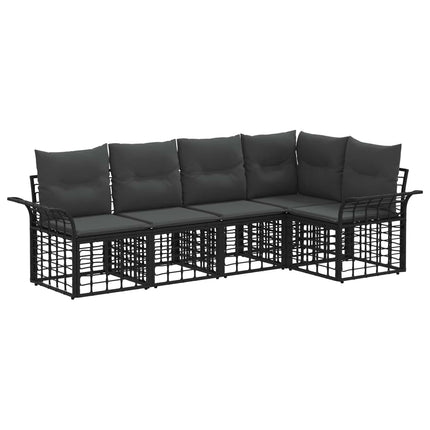 Utomhussoffset 5 pcs Svart och Mörkgrå Polyester
