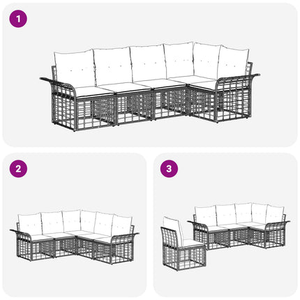 Utomhussoffset 5 pcs Svart och Mörkgrå Polyester