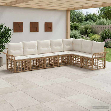 Utomhussoffset 7 pcs Naturlig och Creamvit Polyester