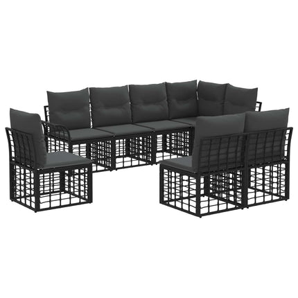 Utomhussoffset 8 pcs Svart och Mörkgrå Polyester