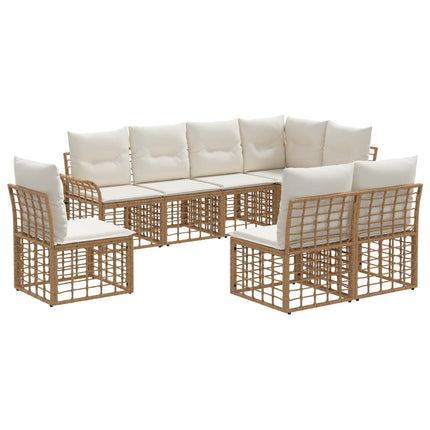 Utomhussoffset 8 pcs Naturlig och Creamvit Polyester