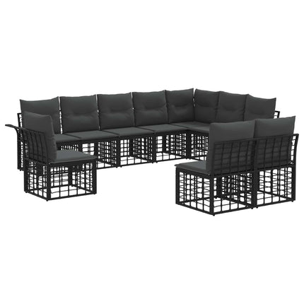 Utomhussoffset 10 pcs Svart och Mörkgrå Polyester
