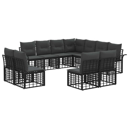 Utomhussoffset 11 pcs Svart och Mörkgrå Polyester