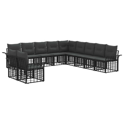 Utomhussoffset 11 pcs Svart och Mörkgrå Polyester