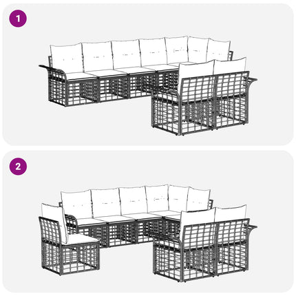 Utomhussoffset 8 pcs Svart och Mörkgrå konstrotting