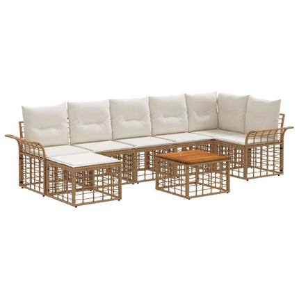 Utomhussoffset 8 pcs Naturlig och Creamvit Polyester