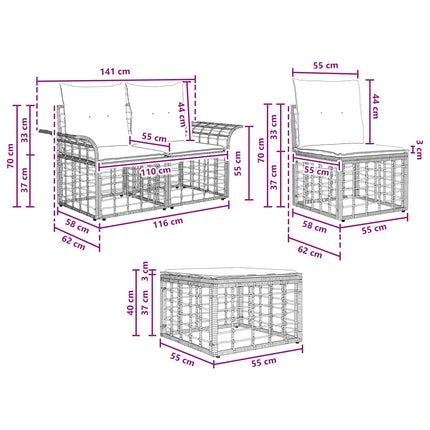 Utomhussoffset 6 pcs Naturlig och Creamvit Polyester