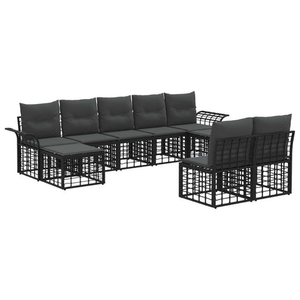 Utomhussoffset 9 pcs Svart och Mörkgrå Polyester