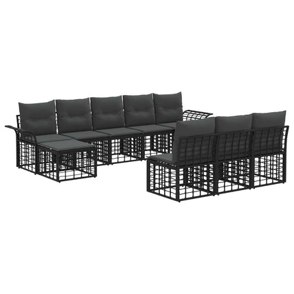 Utomhussoffset 9 pcs Svart och Mörkgrå Polyester