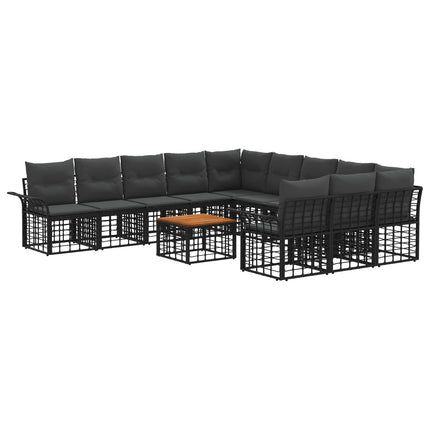 Utomhussoffset 12 pcs Svart och Mörkgrå Polyester