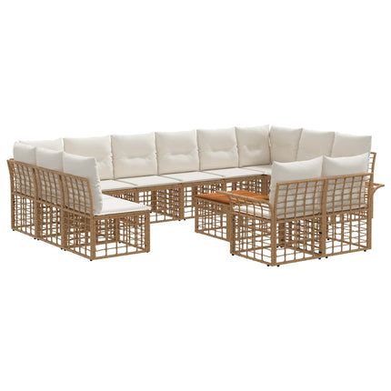 Utomhussoffset 13 pcs Naturlig och Creamvit Polyester