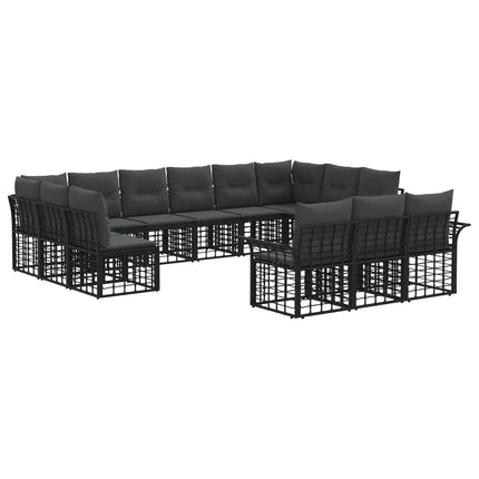 Utomhussoffset 13 pcs Svart och Mörkgrå Polyester