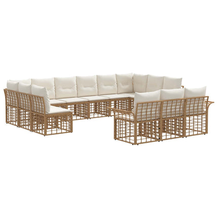 Utomhussoffset 13 pcs Naturlig och Creamvit Polyester