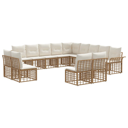 Utomhussoffset 13 pcs Naturlig och Creamvit Polyester