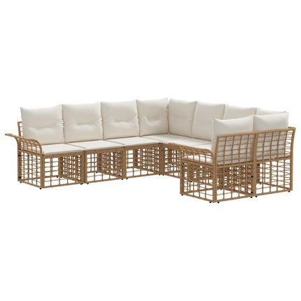Utomhussoffset 8 pcs Naturlig och Creamvit Polyester
