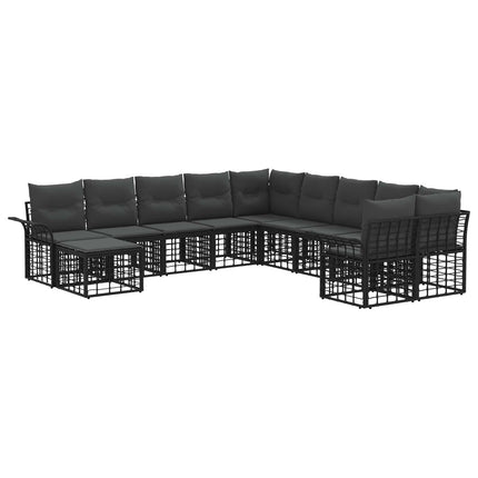 Utomhussoffset 11 pcs Svart och Mörkgrå Polyester