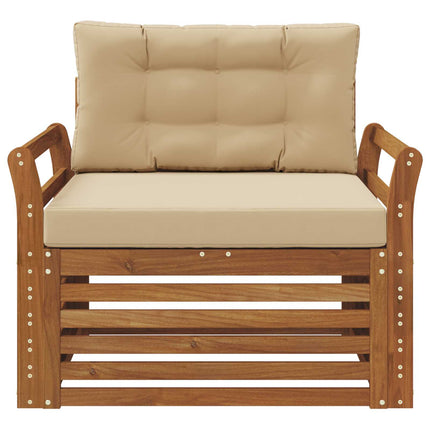 Utomhussoffa Massivt akaciaträ och polyester Naturlig och Beige