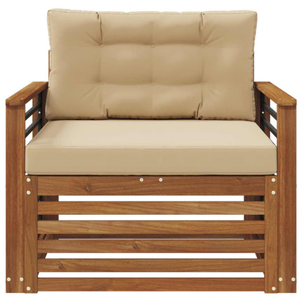 Utomhussoffa Massivt akaciaträ och polyester Naturlig och Beige