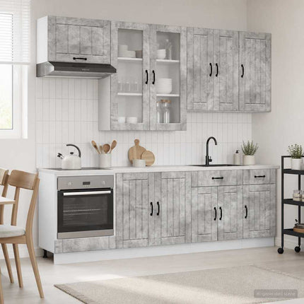 Köksenhet LUCCA 8 pcs Betonggrå Konstruerat trä