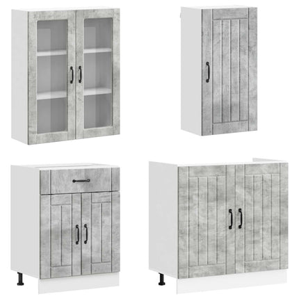 Köksenhet LUCCA 8 pcs Betonggrå Konstruerat trä