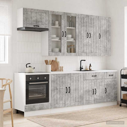 Köksenhet LUCCA 8 pcs Betonggrå Konstruerat trä