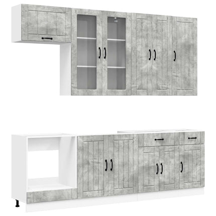 Köksenhet LUCCA 8 pcs Betonggrå Konstruerat trä