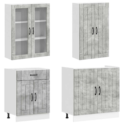 Köksenhet LUCCA 8 pcs Betonggrå Konstruerat trä